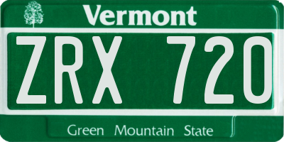 VT license plate ZRX720
