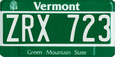 VT license plate ZRX723