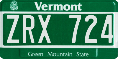 VT license plate ZRX724