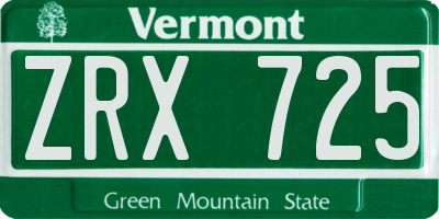 VT license plate ZRX725