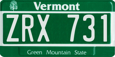 VT license plate ZRX731