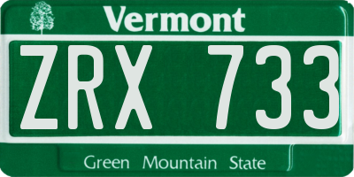 VT license plate ZRX733
