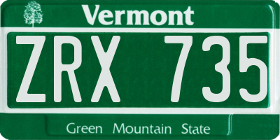 VT license plate ZRX735