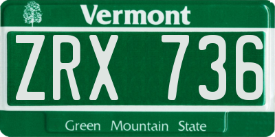 VT license plate ZRX736