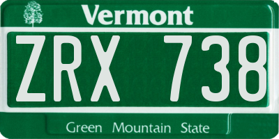 VT license plate ZRX738