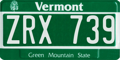 VT license plate ZRX739