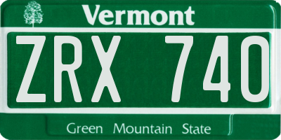 VT license plate ZRX740