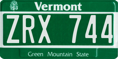 VT license plate ZRX744