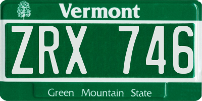 VT license plate ZRX746
