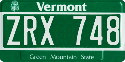 VT license plate ZRX748