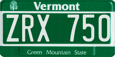VT license plate ZRX750