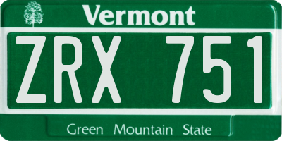 VT license plate ZRX751