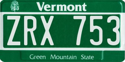 VT license plate ZRX753