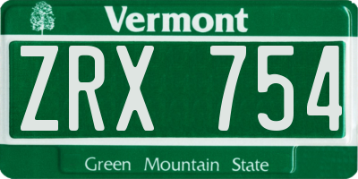 VT license plate ZRX754