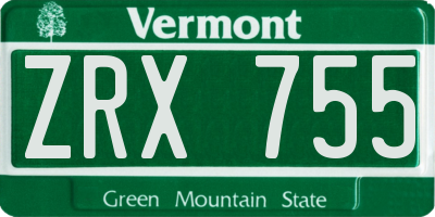 VT license plate ZRX755