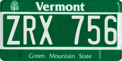 VT license plate ZRX756