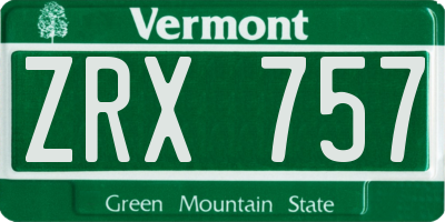 VT license plate ZRX757