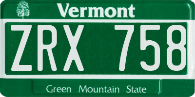 VT license plate ZRX758