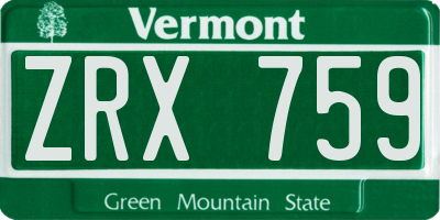 VT license plate ZRX759