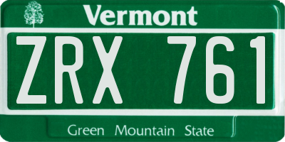 VT license plate ZRX761