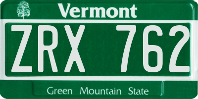 VT license plate ZRX762