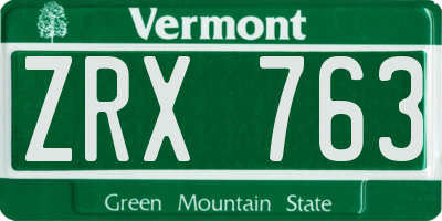 VT license plate ZRX763