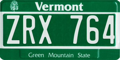 VT license plate ZRX764