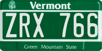 VT license plate ZRX766