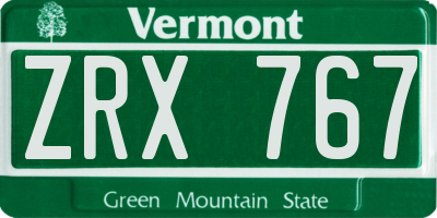 VT license plate ZRX767