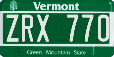 VT license plate ZRX770