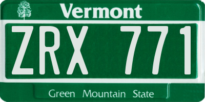 VT license plate ZRX771