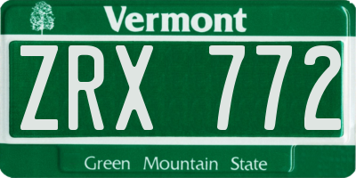 VT license plate ZRX772