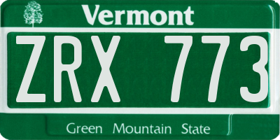 VT license plate ZRX773