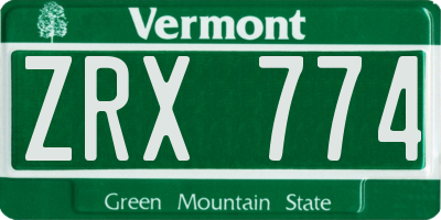 VT license plate ZRX774