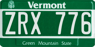 VT license plate ZRX776
