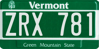 VT license plate ZRX781