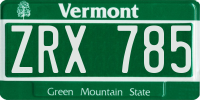 VT license plate ZRX785
