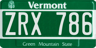 VT license plate ZRX786