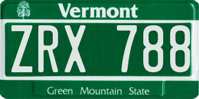 VT license plate ZRX788