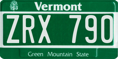 VT license plate ZRX790