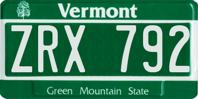 VT license plate ZRX792