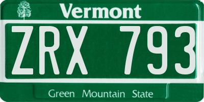 VT license plate ZRX793