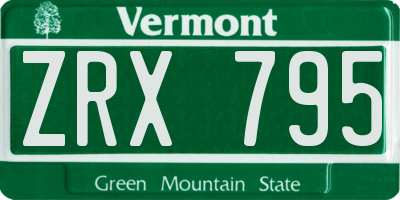 VT license plate ZRX795