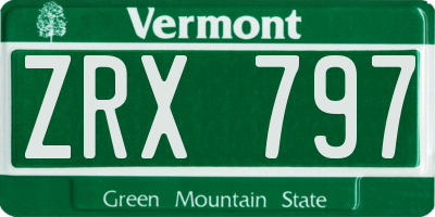 VT license plate ZRX797