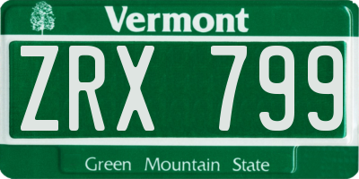 VT license plate ZRX799