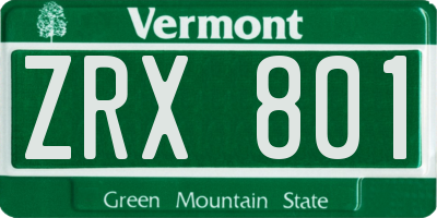 VT license plate ZRX801
