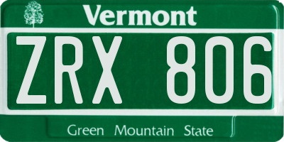 VT license plate ZRX806