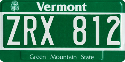 VT license plate ZRX812