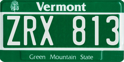 VT license plate ZRX813