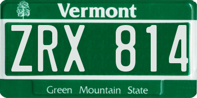 VT license plate ZRX814
